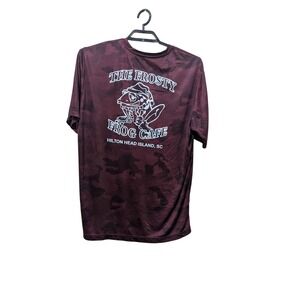 Sport-Tek Frosty Frog Cafe Hilton Head SC Shirt Mens 2XL Maroon Hex Camo Tee